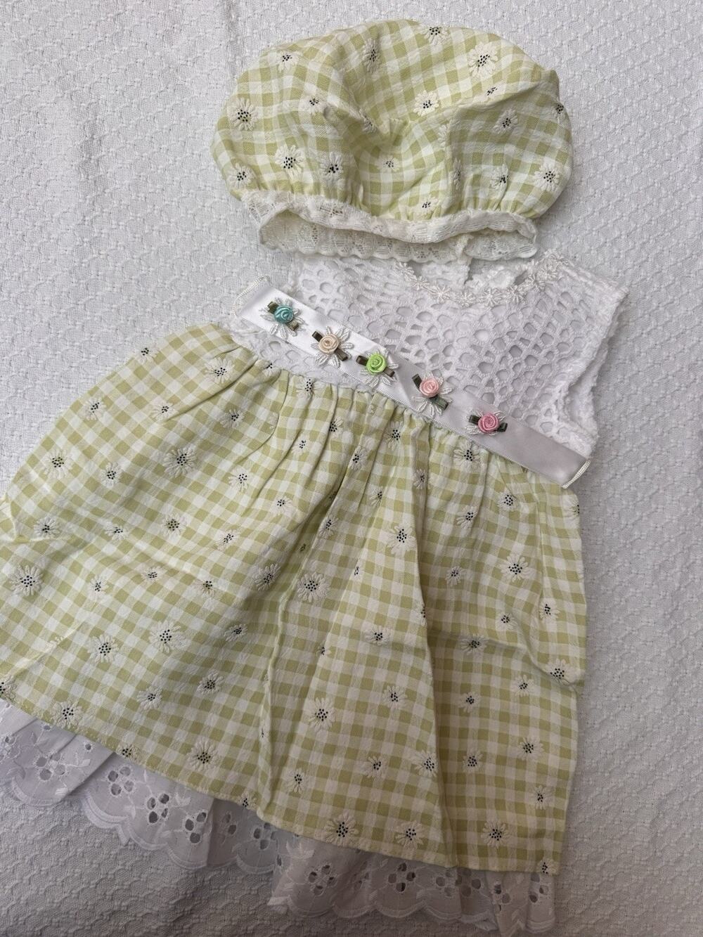 VINTAGE Crayon Kids gingham dress + bonnet